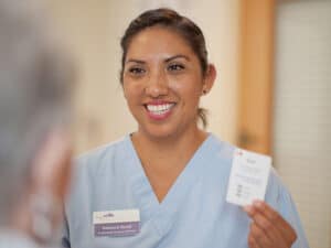 A caregiver with an elderly resident