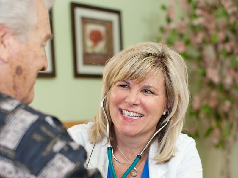 A happy caregiver/nurse at Bishop Care